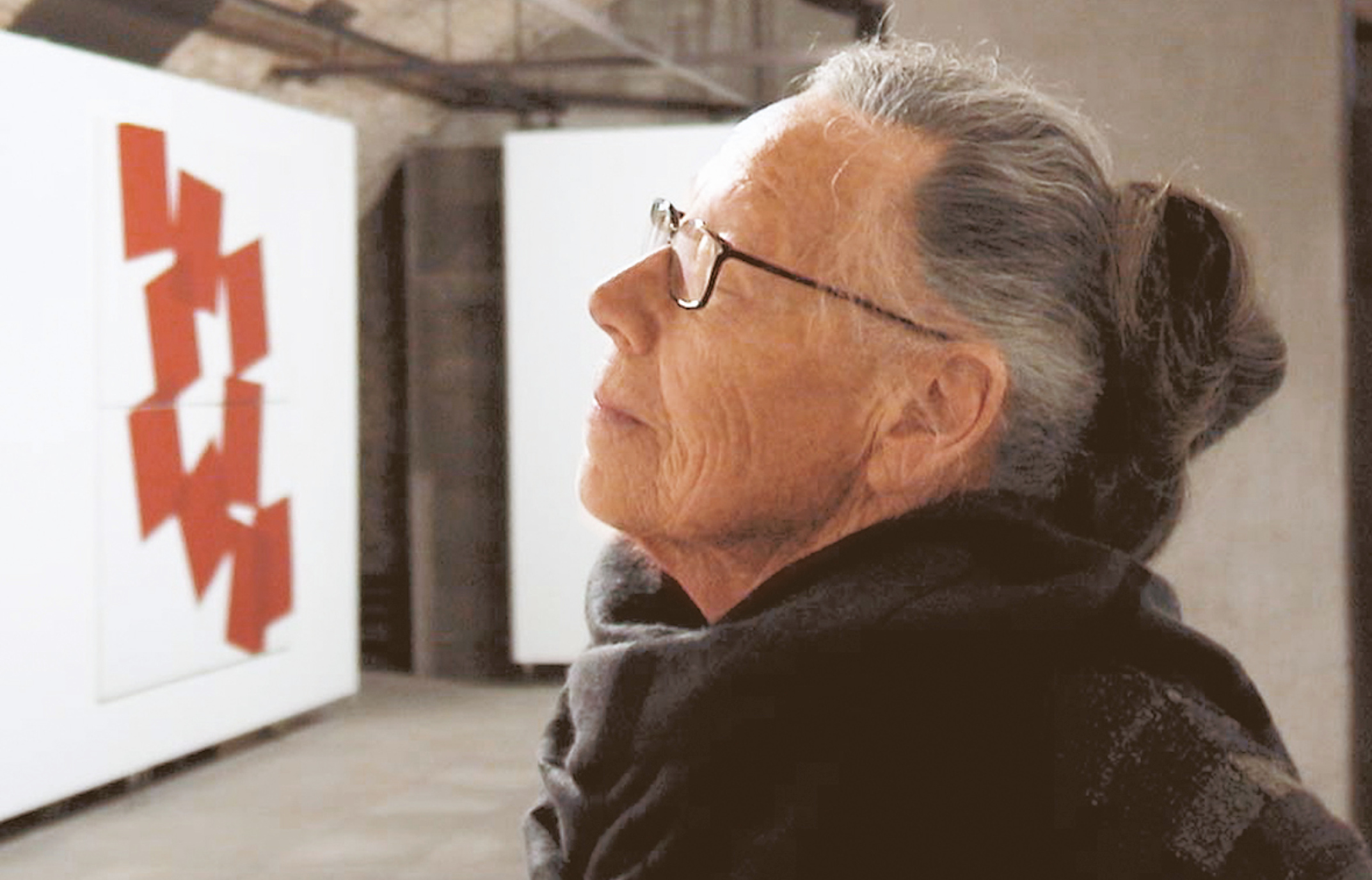 Vera Molnár in der Galerie in Ladenburg